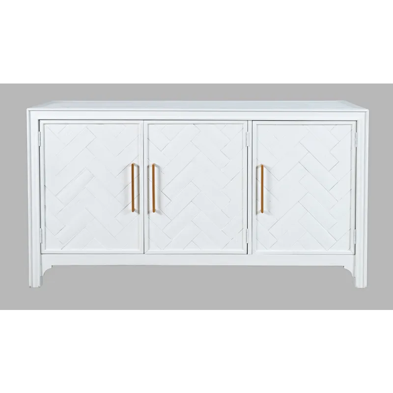 Gramercy Mid-Century Modern Chevron Three Door 60\" Accent Cabinet