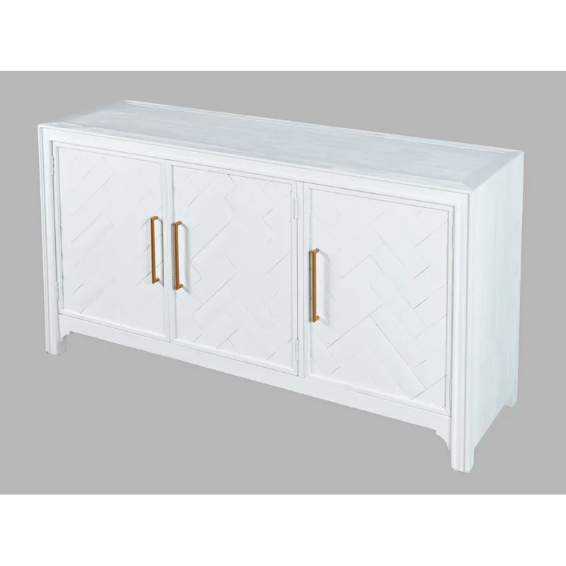 Gramercy Mid-Century Modern Chevron Three Door 60\" Accent Cabinet