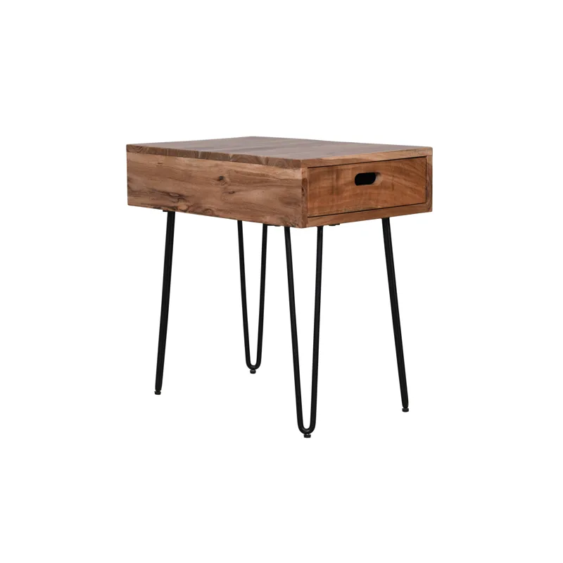 Rollins Solid Acacia Side End Table