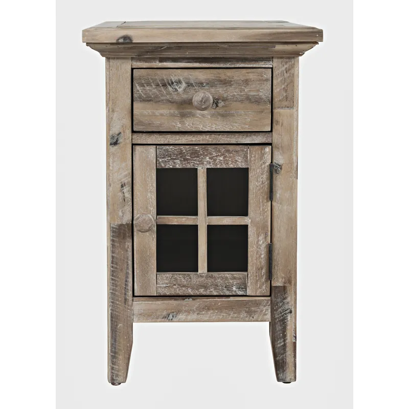 Rustic Shores Distressed Acacia USB Charging Chairside End Table