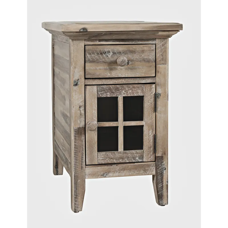 Rustic Shores Distressed Acacia USB Charging Chairside End Table