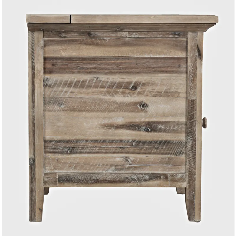 Rustic Shores Distressed Acacia USB Charging Chairside End Table