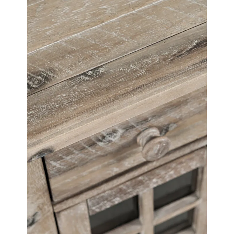 Rustic Shores Distressed Acacia USB Charging Chairside End Table