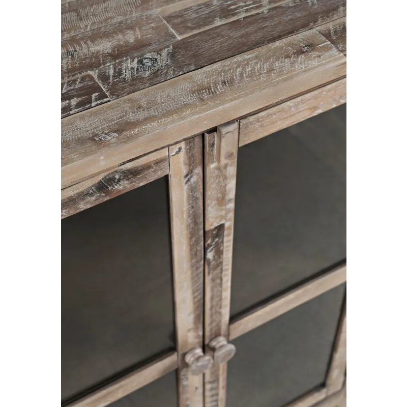 Rustic Shores 32\" Coastal Distressed Acacia Two-Door Accent Cabinet