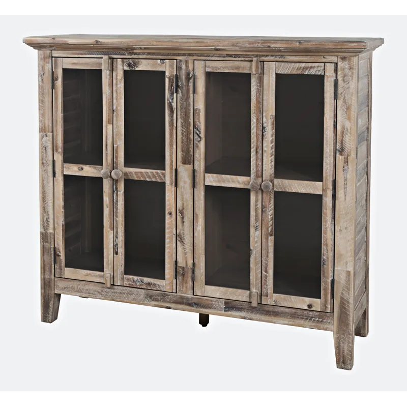 Rustic Shores 48\" Coastal Distressed Acacia Four-Door Accent Cabinet