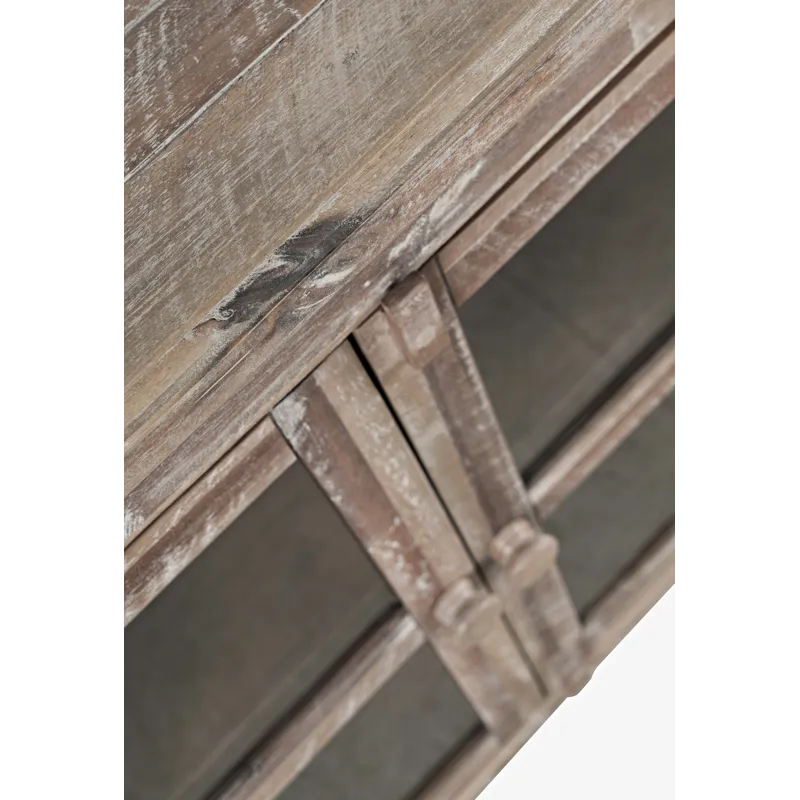 Rustic Shores 54\" Coastal Distressed Acacia Four-Door Credenza Cabinet