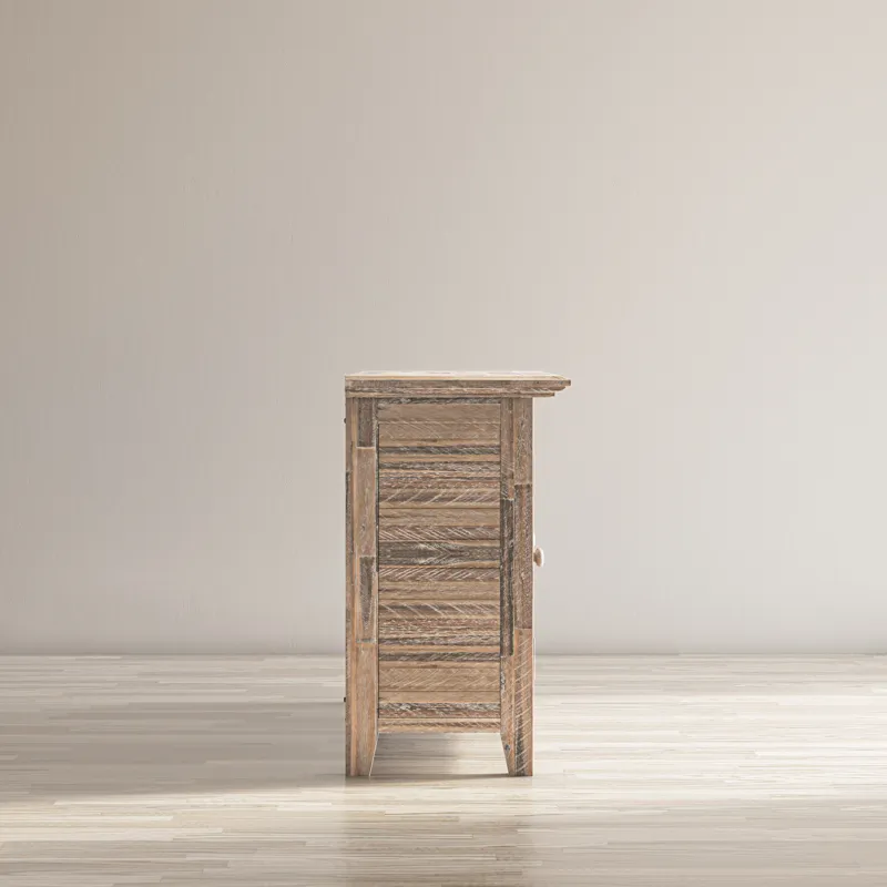 Rustic Shores 54\" Coastal Distressed Acacia Four-Door Credenza Cabinet