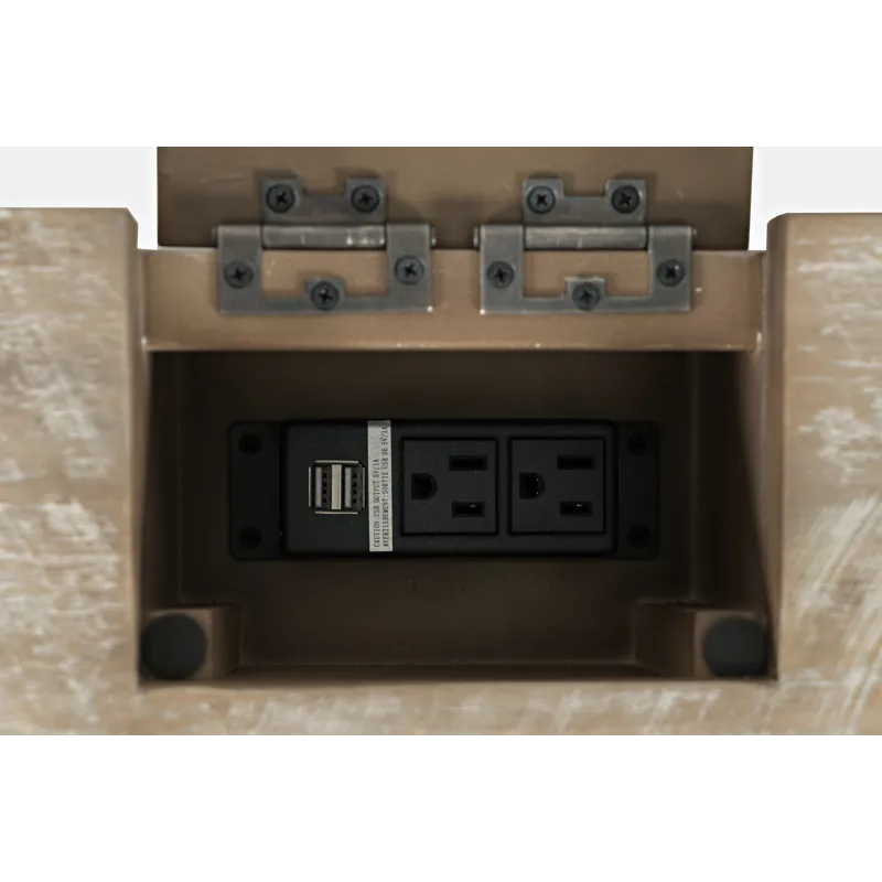 Rustic Shores Coastal Style Distressed Acacia USB Charging Desk