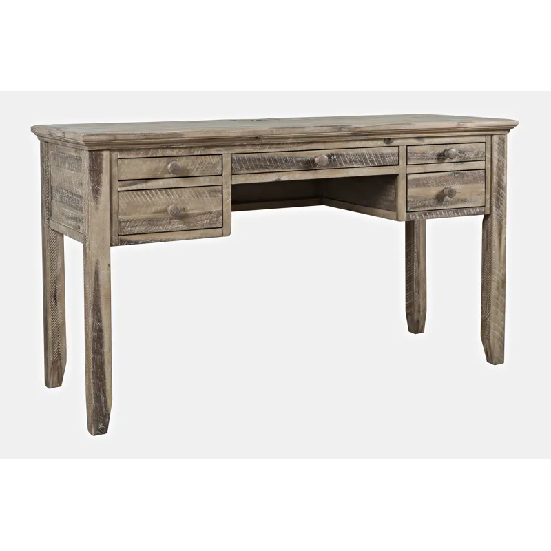 Rustic Shores Coastal Style Distressed Acacia USB Charging Desk