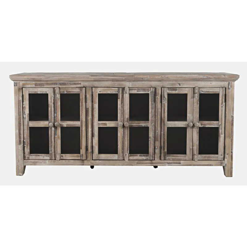 Rustic Shores 70\" Coastal Distressed Acacia Six-Door Sideboard Cabinet