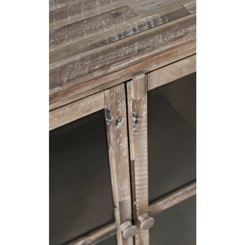 Rustic Shores 70\" Coastal Distressed Acacia Six-Door Accent Cabinet