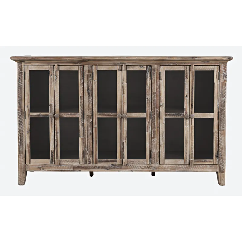 Rustic Shores 70\" Coastal Distressed Acacia Six-Door Accent Cabinet