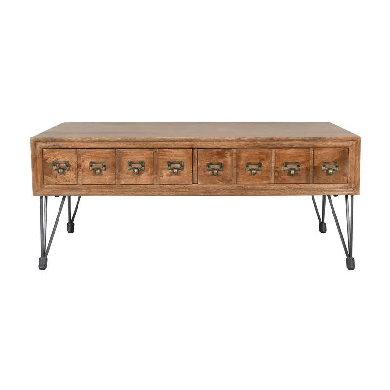 American Vintage Solid Wood Coffee Table With Apothecary Drawers