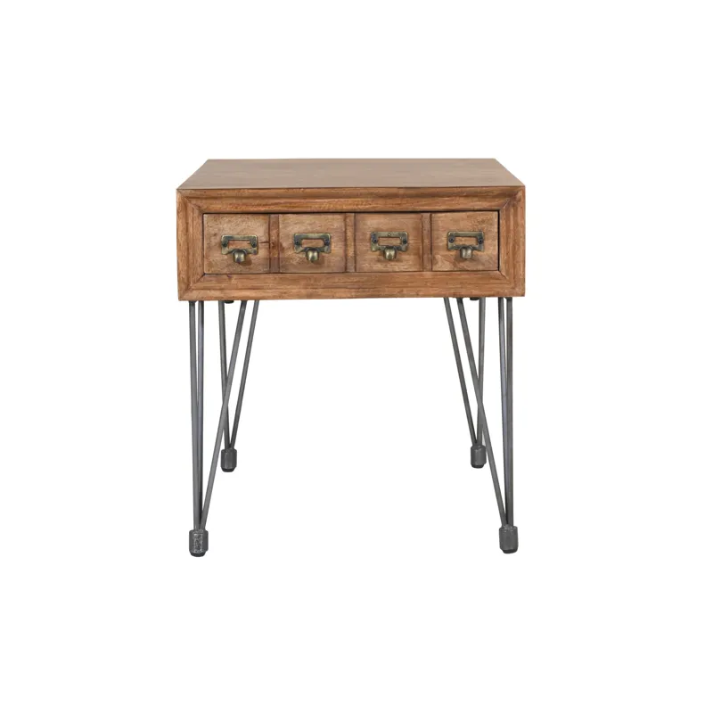American Vintage Solid Wood End Table With Apothecary Drawer