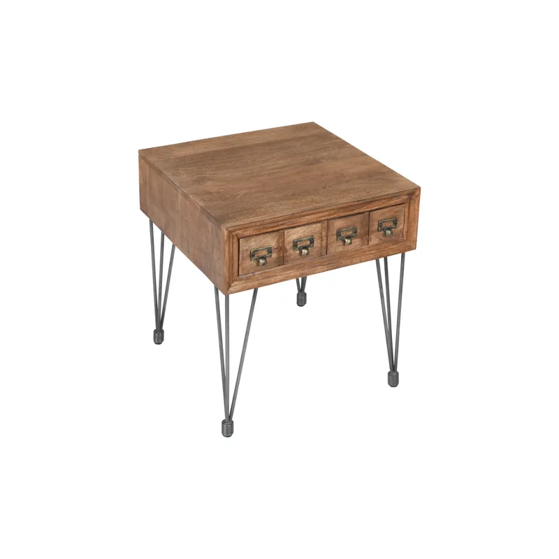 American Vintage Solid Wood End Table With Apothecary Drawer