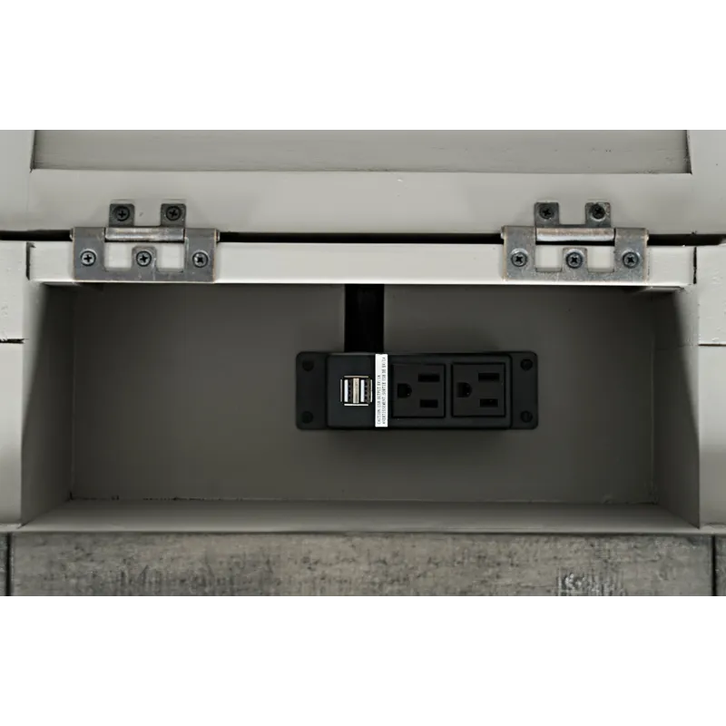 Rustic Shores Distressed Acacia USB Charging Chairside End Table