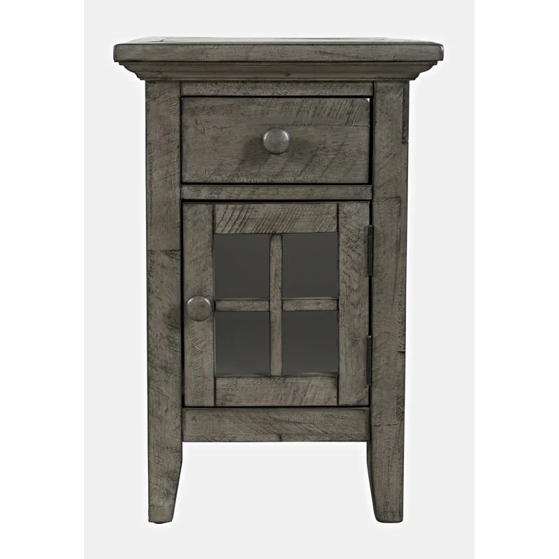 Rustic Shores Distressed Acacia USB Charging Chairside End Table