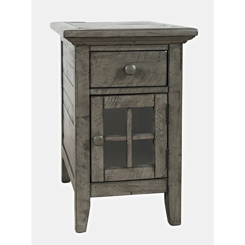 Rustic Shores Distressed Acacia USB Charging Chairside End Table