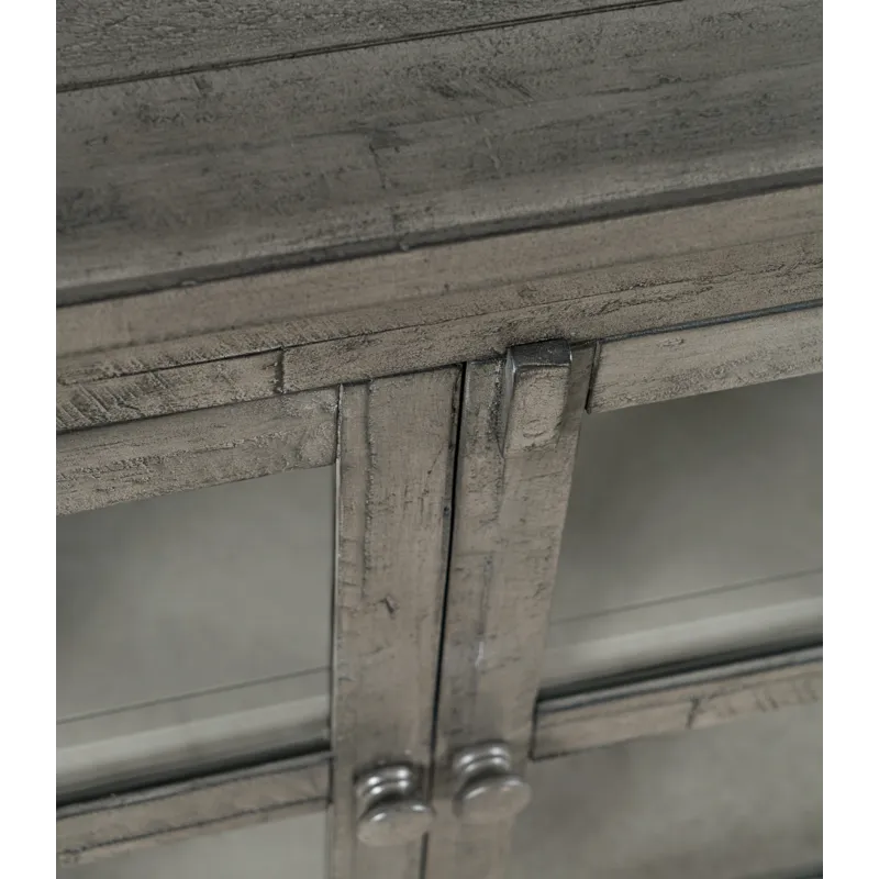 Rustic Shores 54\" Coastal Distressed Acacia Four-Door Credenza Cabinet