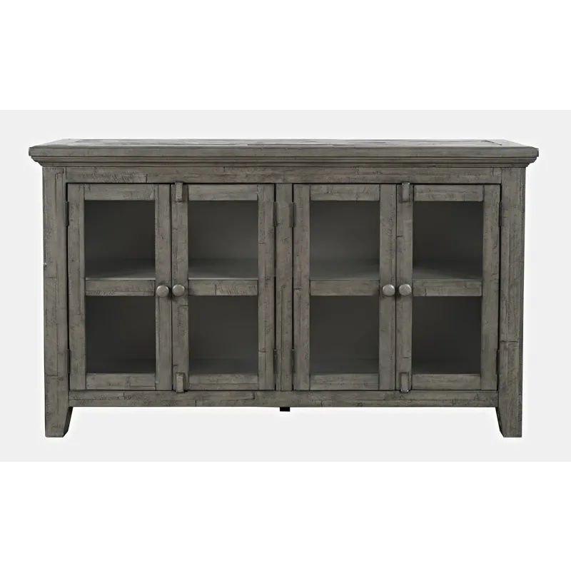 Rustic Shores 54\" Coastal Distressed Acacia Four-Door Credenza Cabinet