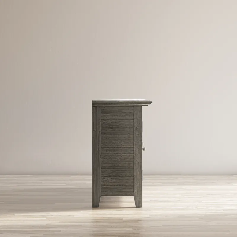 Rustic Shores 54\" Coastal Distressed Acacia Four-Door Credenza Cabinet