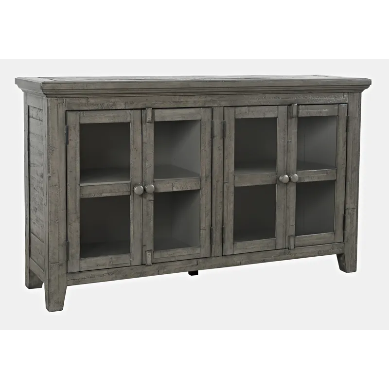Rustic Shores 54\" Coastal Distressed Acacia Four-Door Credenza Cabinet