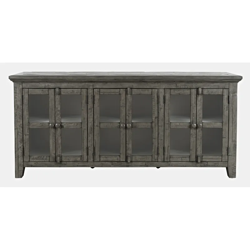 Rustic Shores 70\" Coastal Distressed Acacia Six-Door Sideboard Cabinet