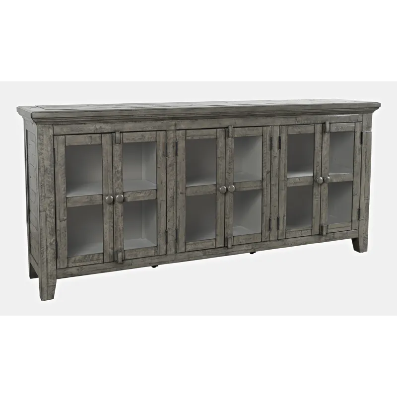 Rustic Shores 70\" Coastal Distressed Acacia Six-Door Sideboard Cabinet