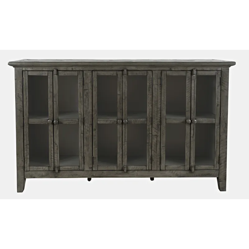 Rustic Shores 70\" Coastal Distressed Acacia Six-Door Accent Cabinet