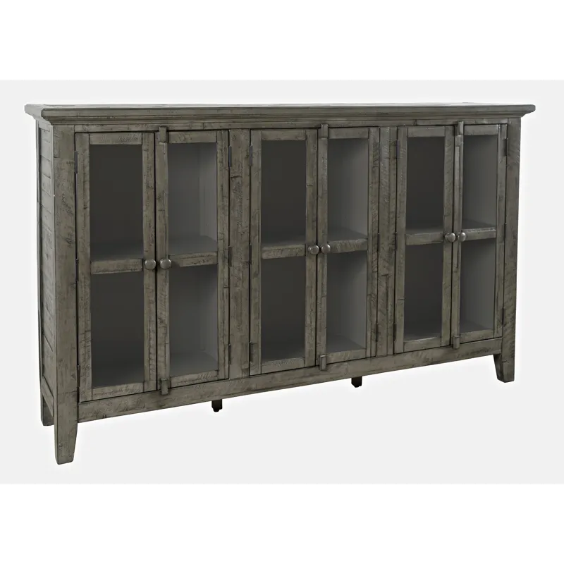 Rustic Shores 70\" Coastal Distressed Acacia Six-Door Accent Cabinet