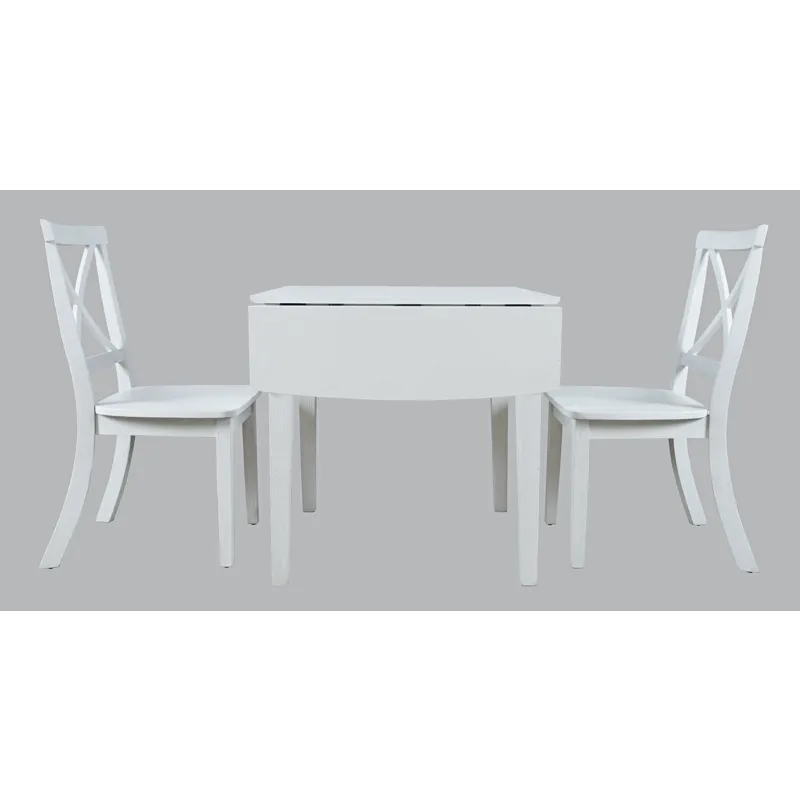 Eastern Tides Coastal Wire-Brushed Acacia Three Piece Cross-Back Dining Set
