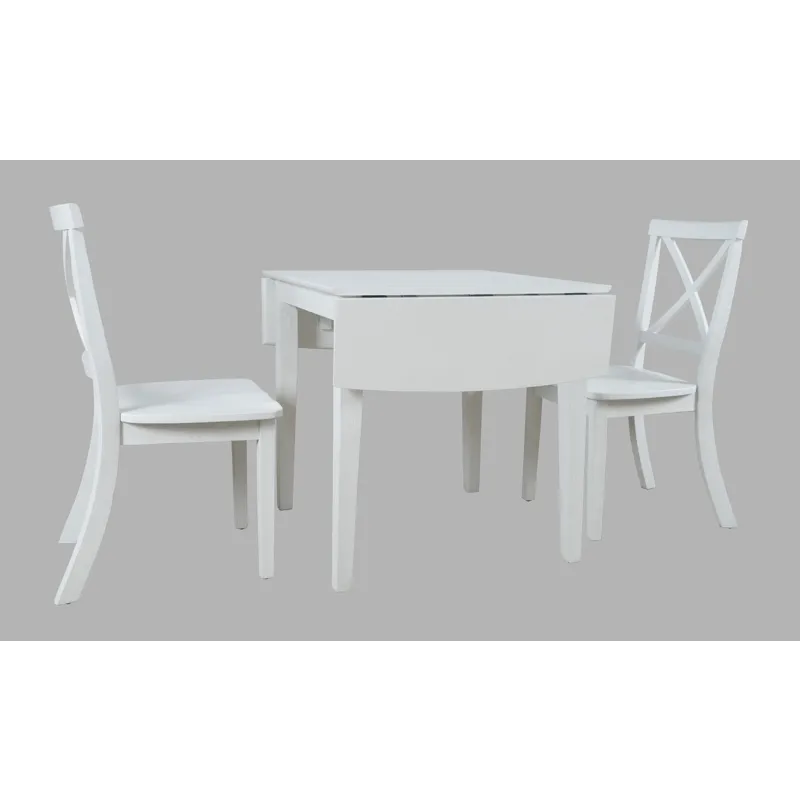 Eastern Tides Coastal Wire-Brushed Acacia Three Piece Cross-Back Dining Set