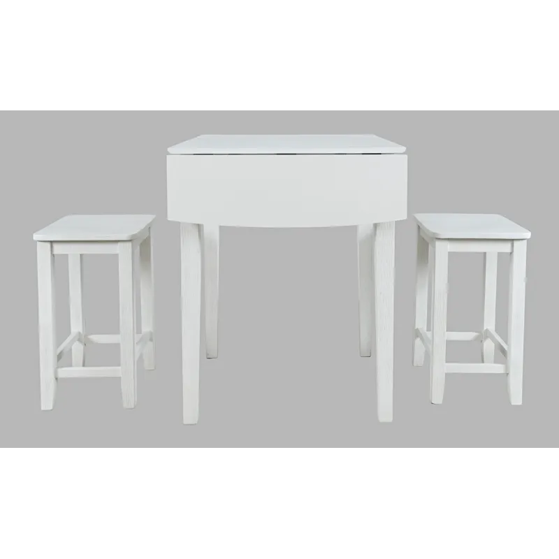 Eastern Tides Coastal Wire-Brushed Acacia Three Piece Backless Counter Height Dining Set