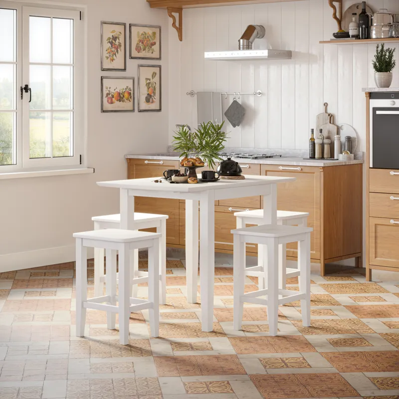 Eastern Tides Coastal Wire-Brushed Wood Backless Counter Barstool(Set Of 2)