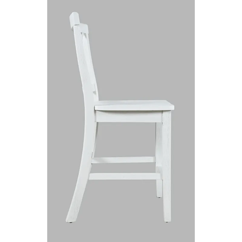 Eastern Tides Coastal Wire-Brushed Wood X-Back Counter Barstool(Set Of 2)