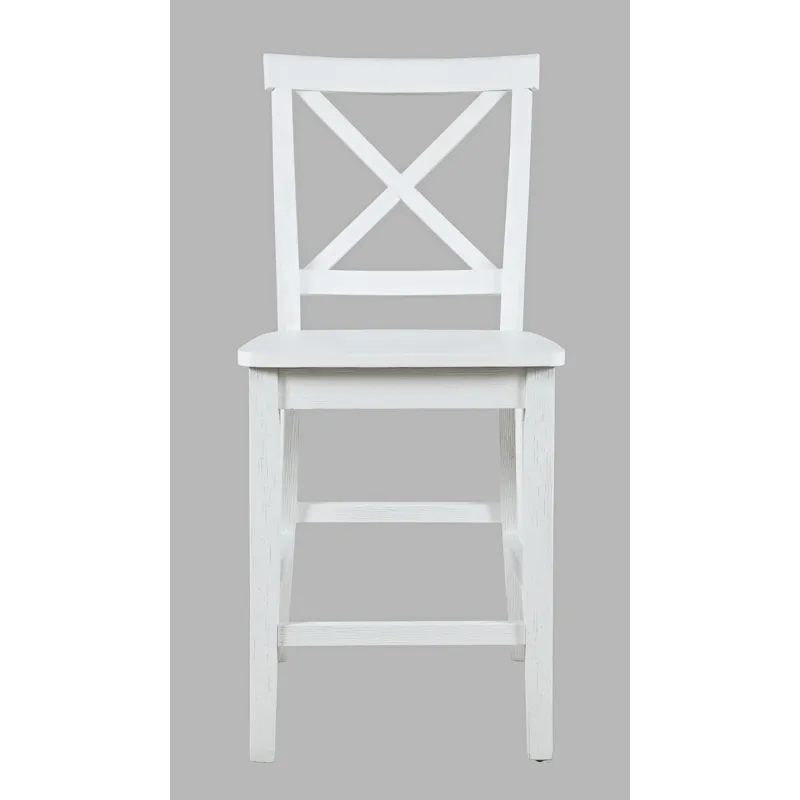 Eastern Tides Coastal Wire-Brushed Wood X-Back Counter Barstool(Set Of 2)