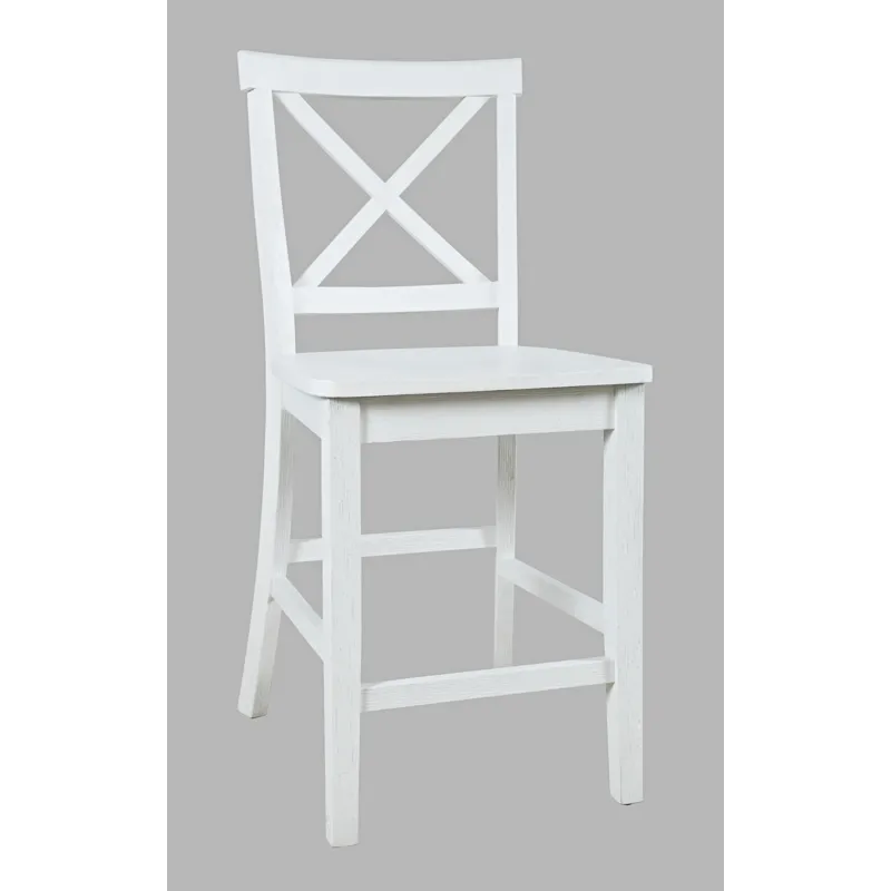 Eastern Tides Coastal Wire-Brushed Wood X-Back Counter Barstool(Set Of 2)