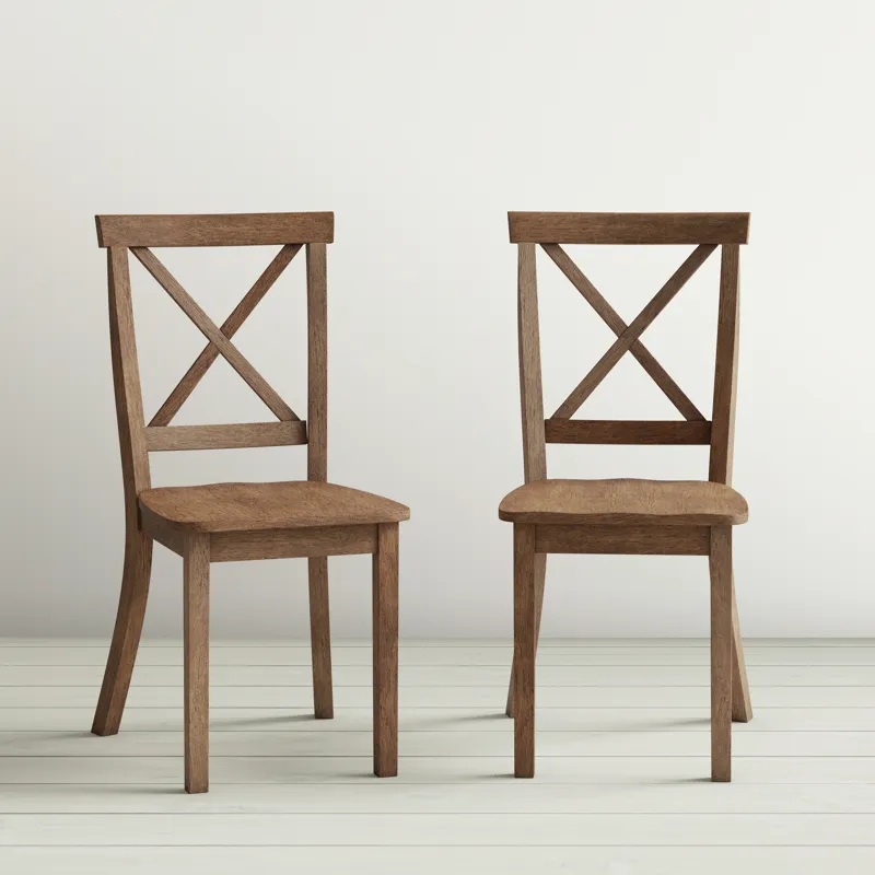 Eastern Tides Coastal Wire-Brushed Wood Three Piece Cross-Back Dining Set