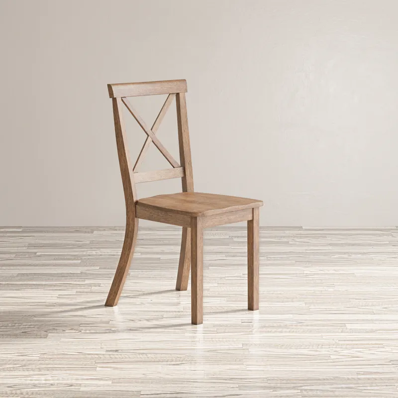 Eastern Tides Coastal Wire-Brushed Wood X-Back Acacia Dining Chair(Set Of 2)
