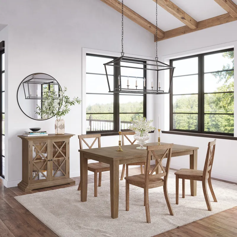 Eastern Tides Coastal Wire-Brushed Wood X-Back Acacia Dining Chair(Set Of 2)