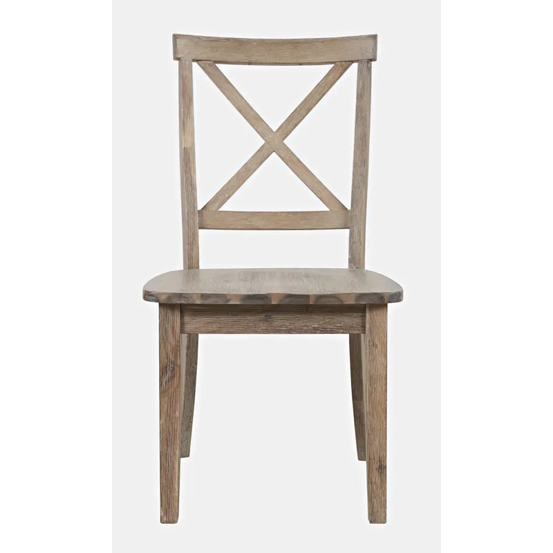 Eastern Tides Coastal Wire-Brushed Wood X-Back Acacia Dining Chair(Set Of 2)