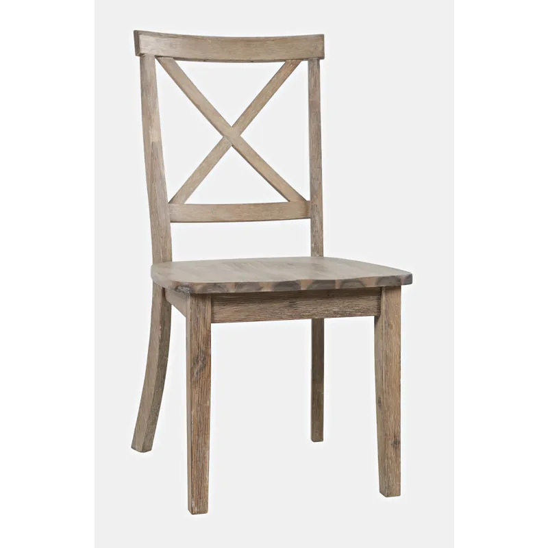 Eastern Tides Coastal Wire-Brushed Wood X-Back Acacia Dining Chair(Set Of 2)