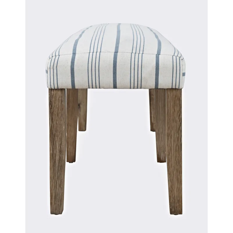 Eastern Tides Coastal Wire-Brushed Wood 46\" Upholstered Dining Bench