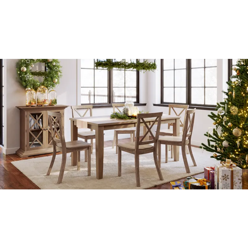 Eastern Tides Coastal Wire-Brushed Wood 66\" Extendable Dining Table