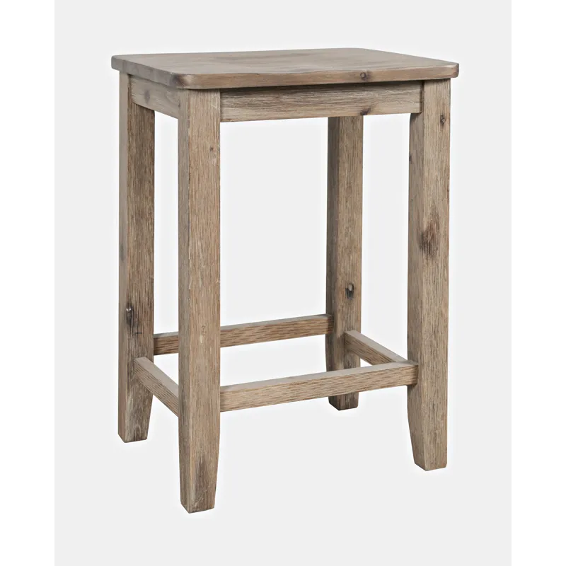 Eastern Tides Coastal Wire-Brushed Wood Backless Counter Barstool(Set Of 2)