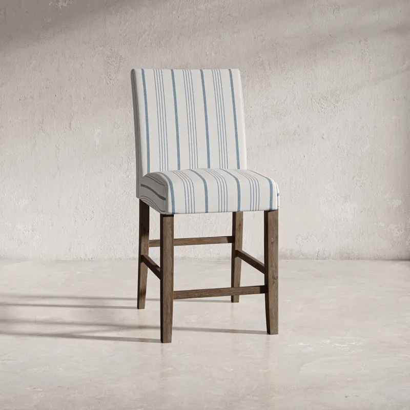 Eastern Tides Coastal Wire-Brushed Wood Upholstered Parsons Barstool(Set Of 2)