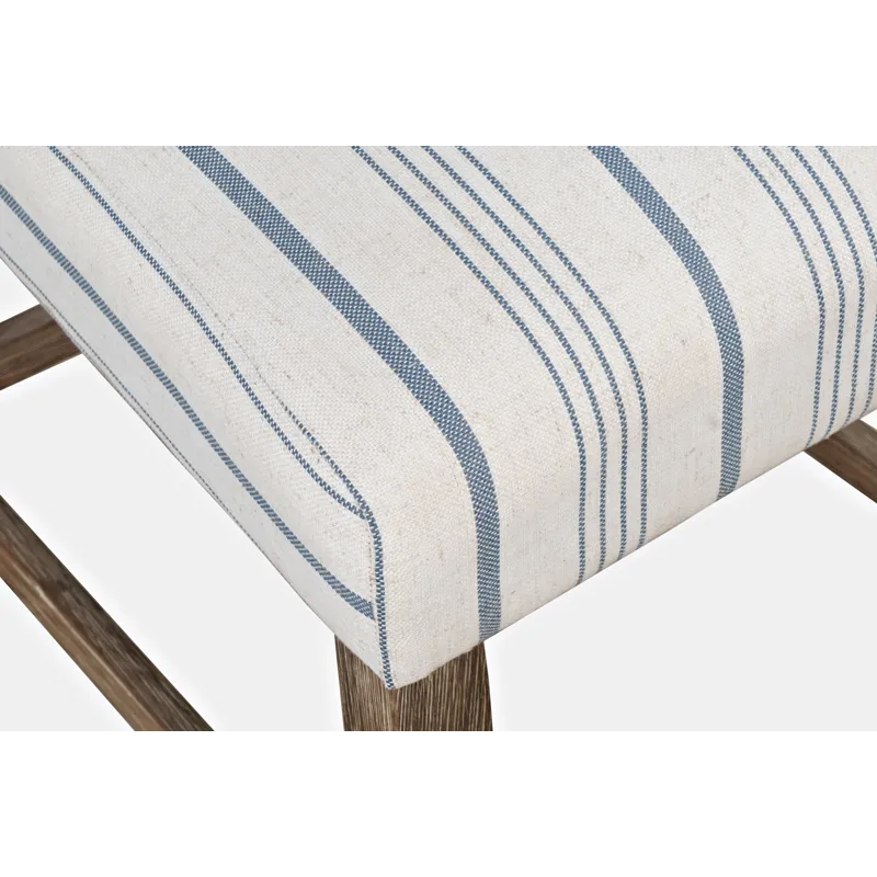 Eastern Tides Coastal Wire-Brushed Wood Upholstered Parsons Barstool(Set Of 2)