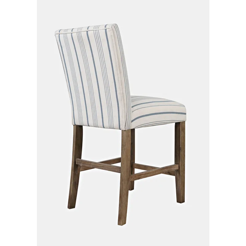 Eastern Tides Coastal Wire-Brushed Wood Upholstered Parsons Barstool(Set Of 2)