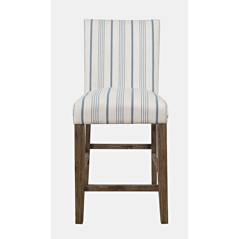 Eastern Tides Coastal Wire-Brushed Wood Upholstered Parsons Barstool(Set Of 2)