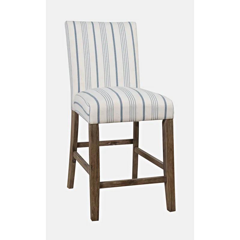 Eastern Tides Coastal Wire-Brushed Wood Upholstered Parsons Barstool(Set Of 2)